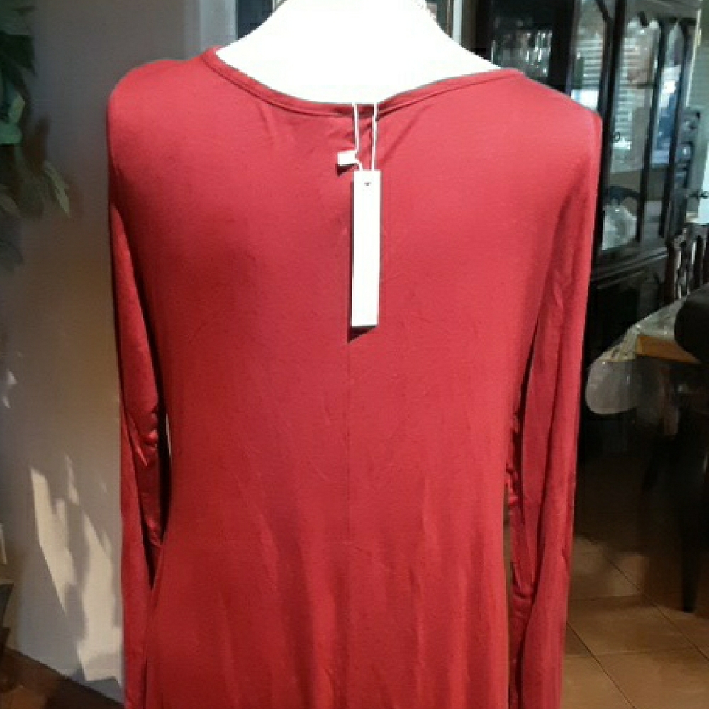 Elegant Burgundy Long Sleeve Dress  95%Rayon 5%Spandex - Picture 7 of 11